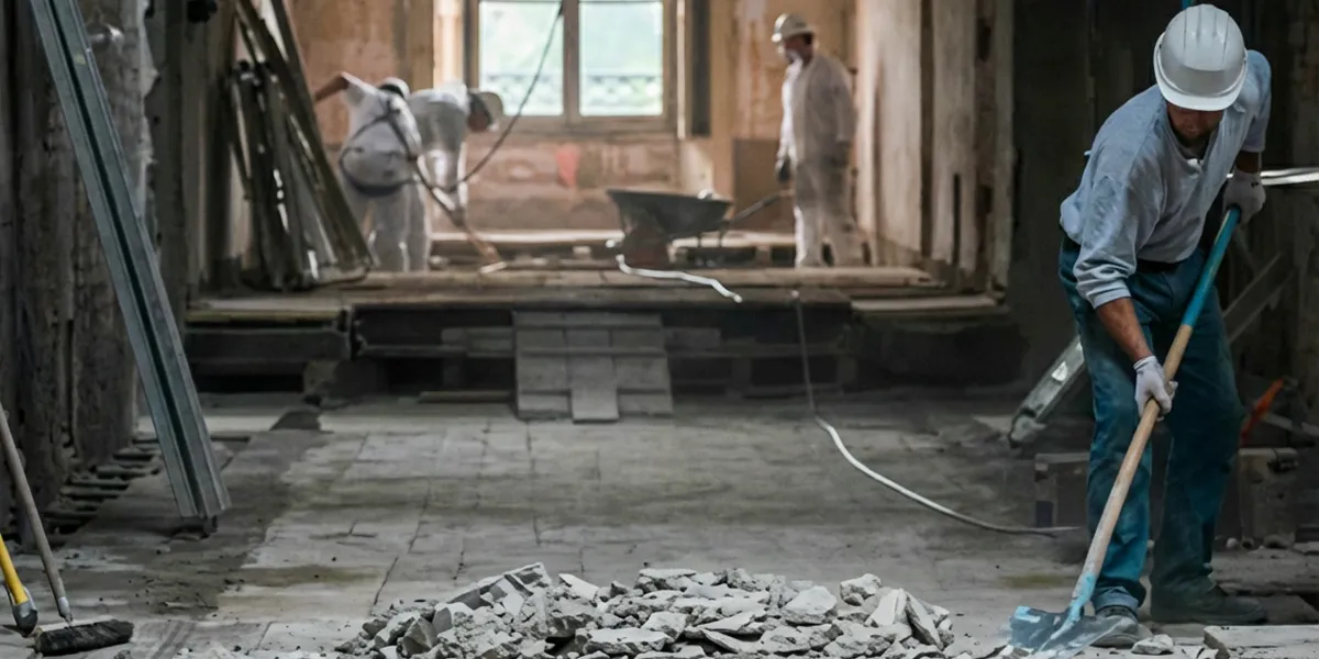 fire damage restoration professionals performing structural cleanup and restoration after a fire in Boston, MA
